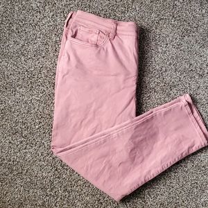 Pink High-Rise Skinny Ankle Jeans